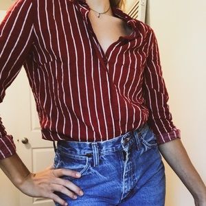 Red Button Up Blouse